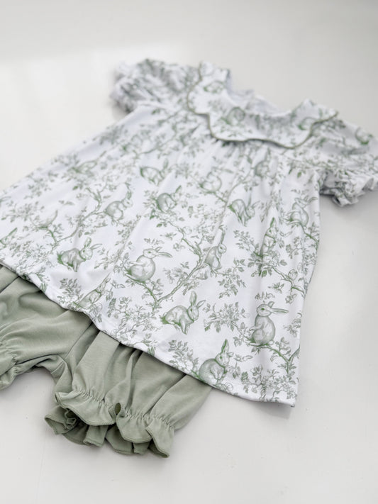 Bunny Toile Bloomer Short Set