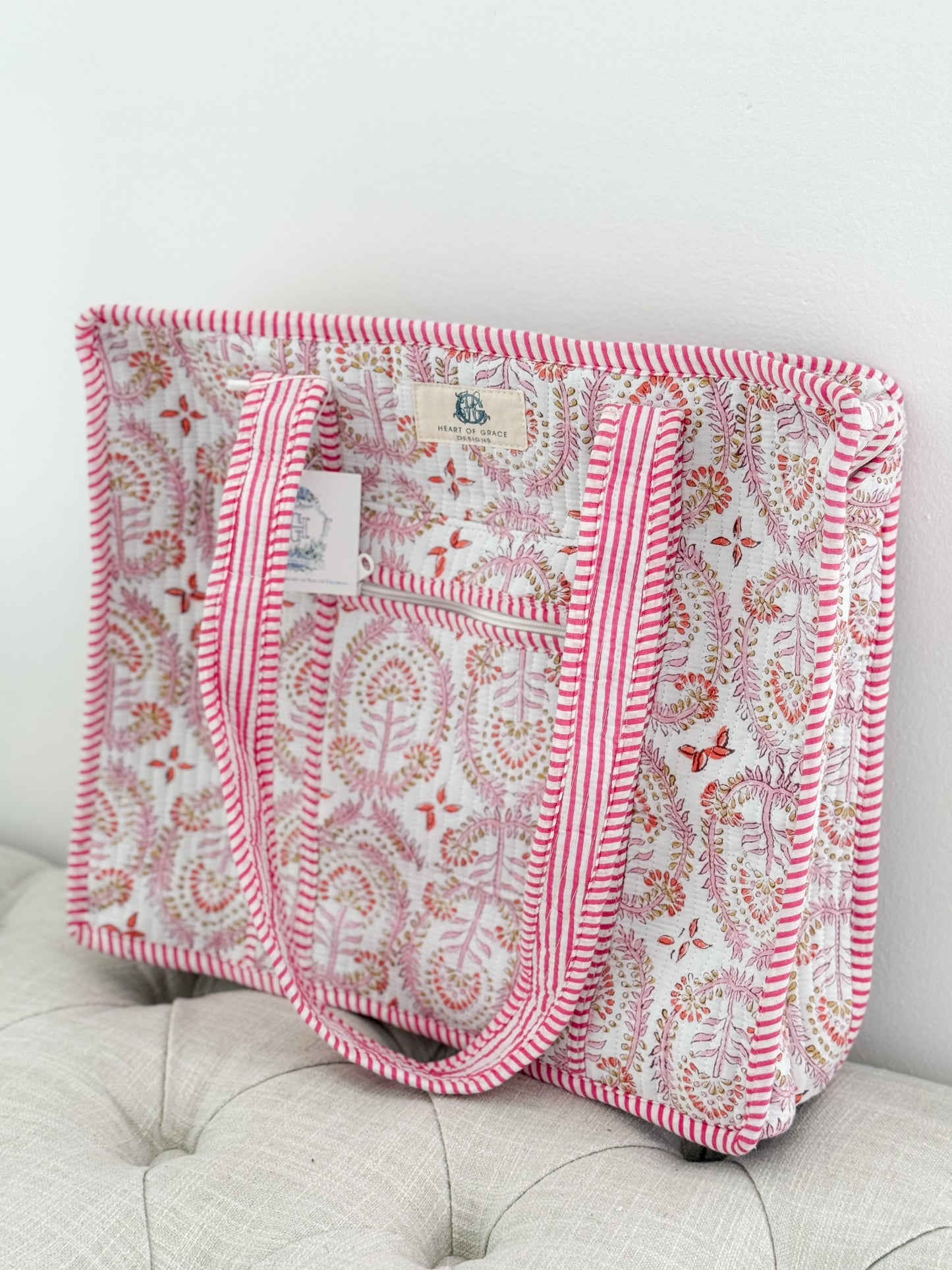 Dahlia | Quilted Zipper Tote Bag