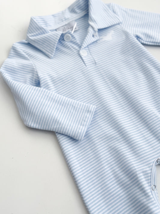 Hayes Striped Polo Romper- SIZE UP! Read caption for more info