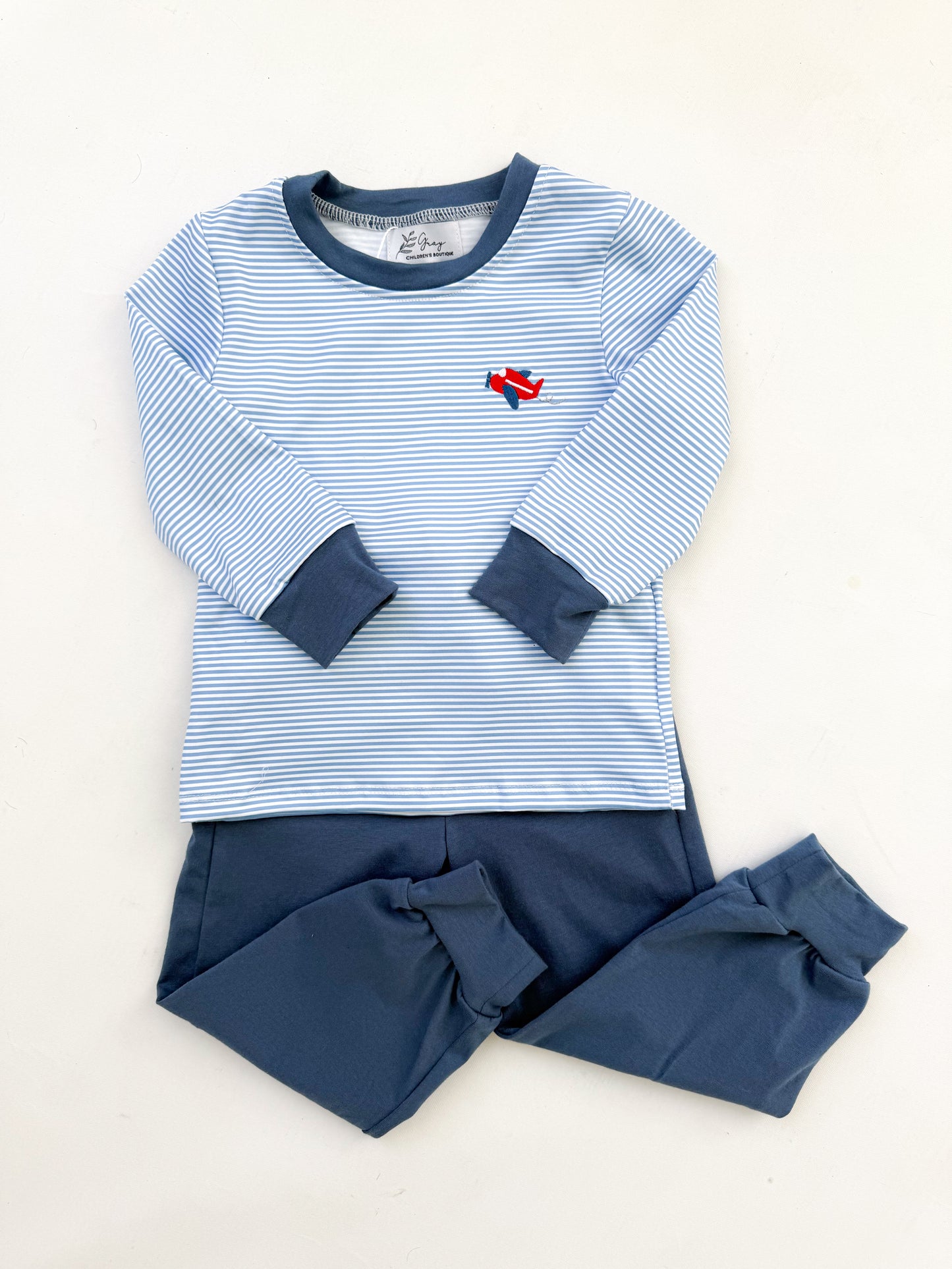 Striped Airplane Jogger Set