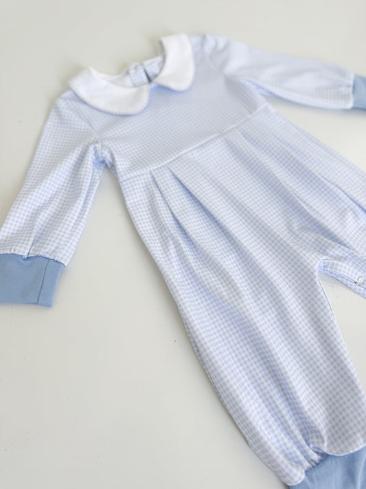 Jax Blue Gingham Long Romper