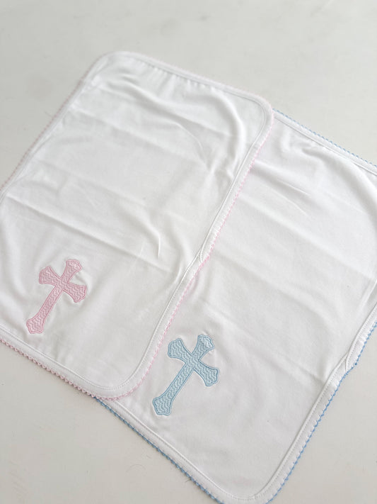 Embroidered Cross Burp Cloth