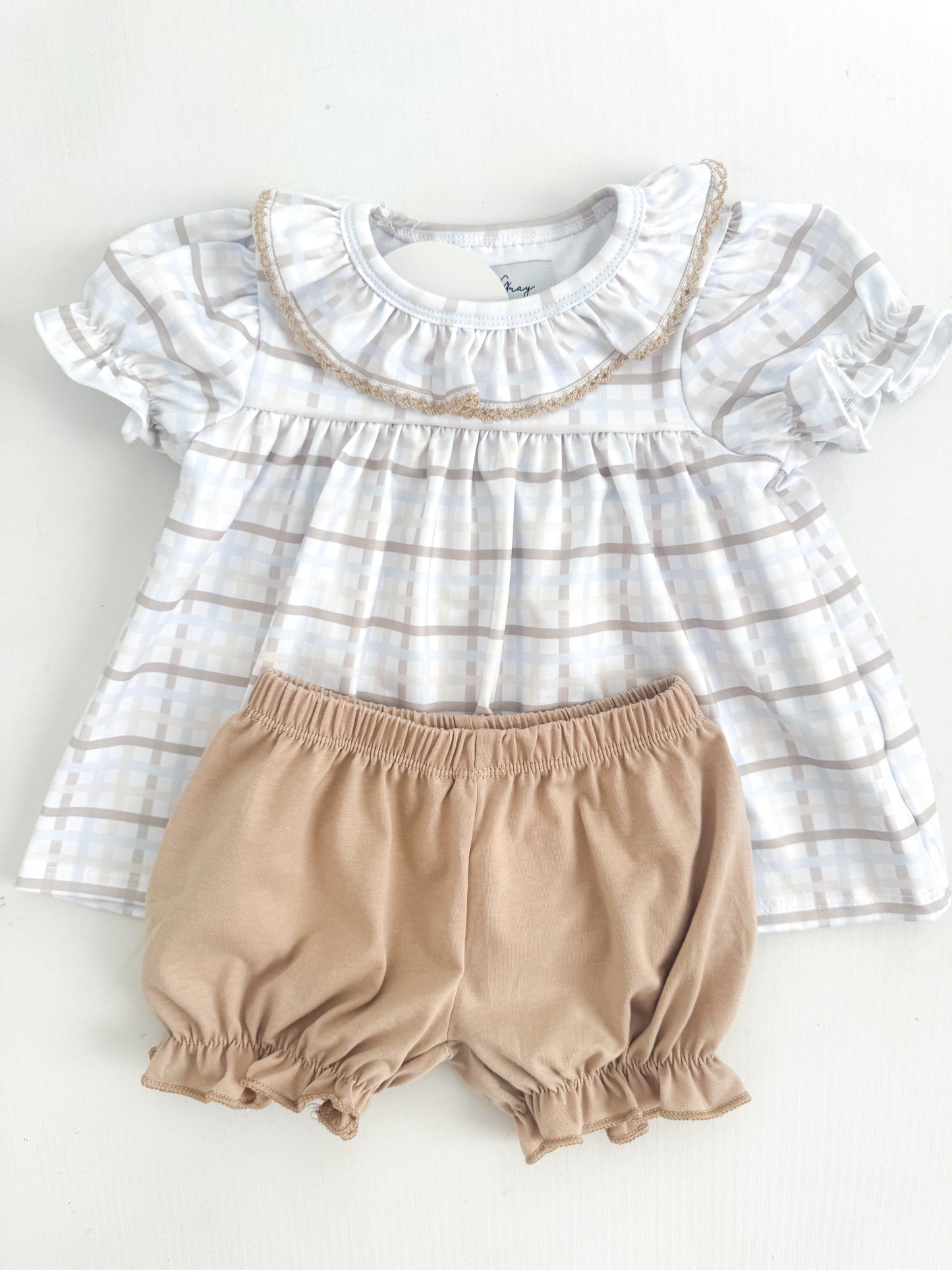 Teddy Plaid Bloomer Short Set