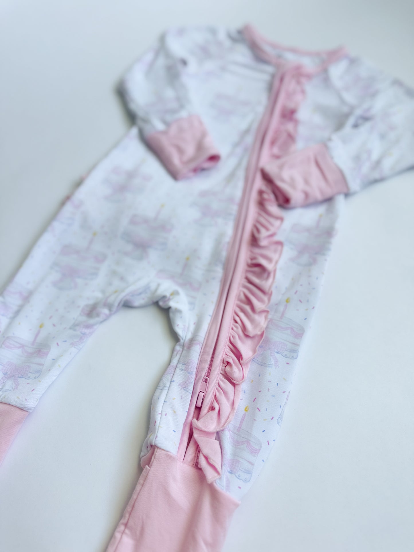 Happy Birthday Bamboo Romper - Pink