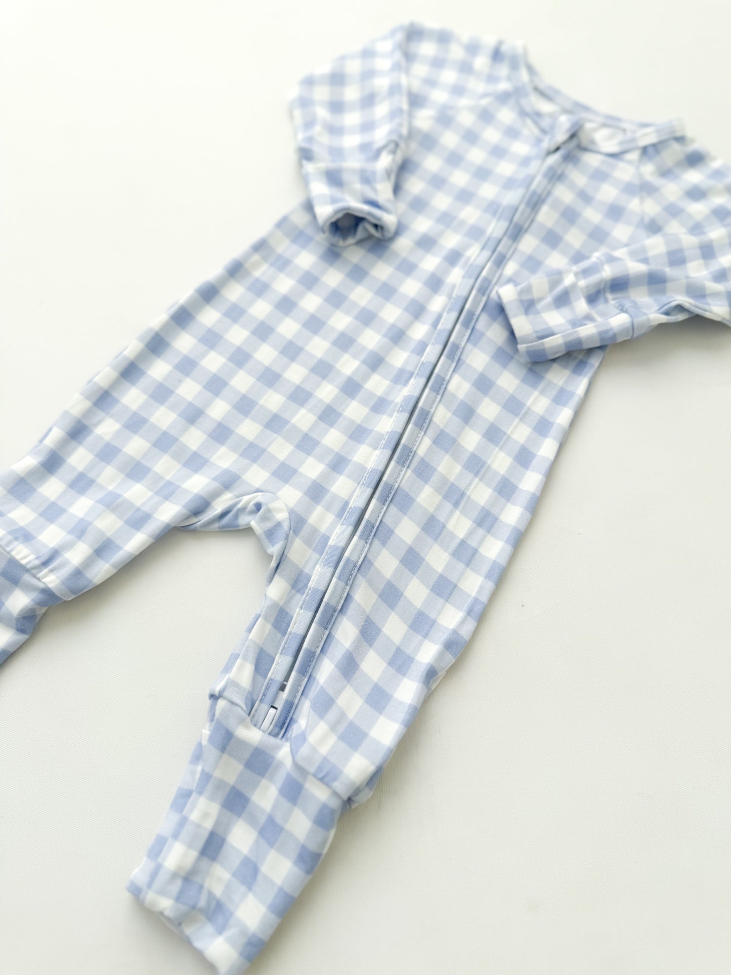 Sky Gingham Bamboo Zippy