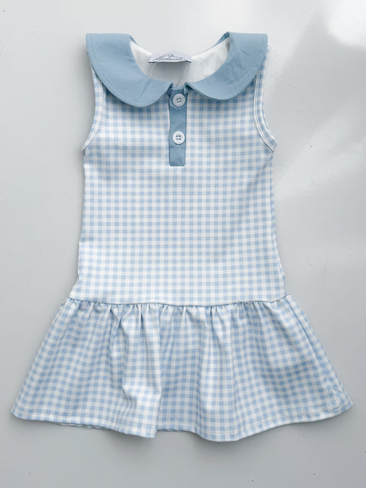 Blue Gingham Yoga Dress
