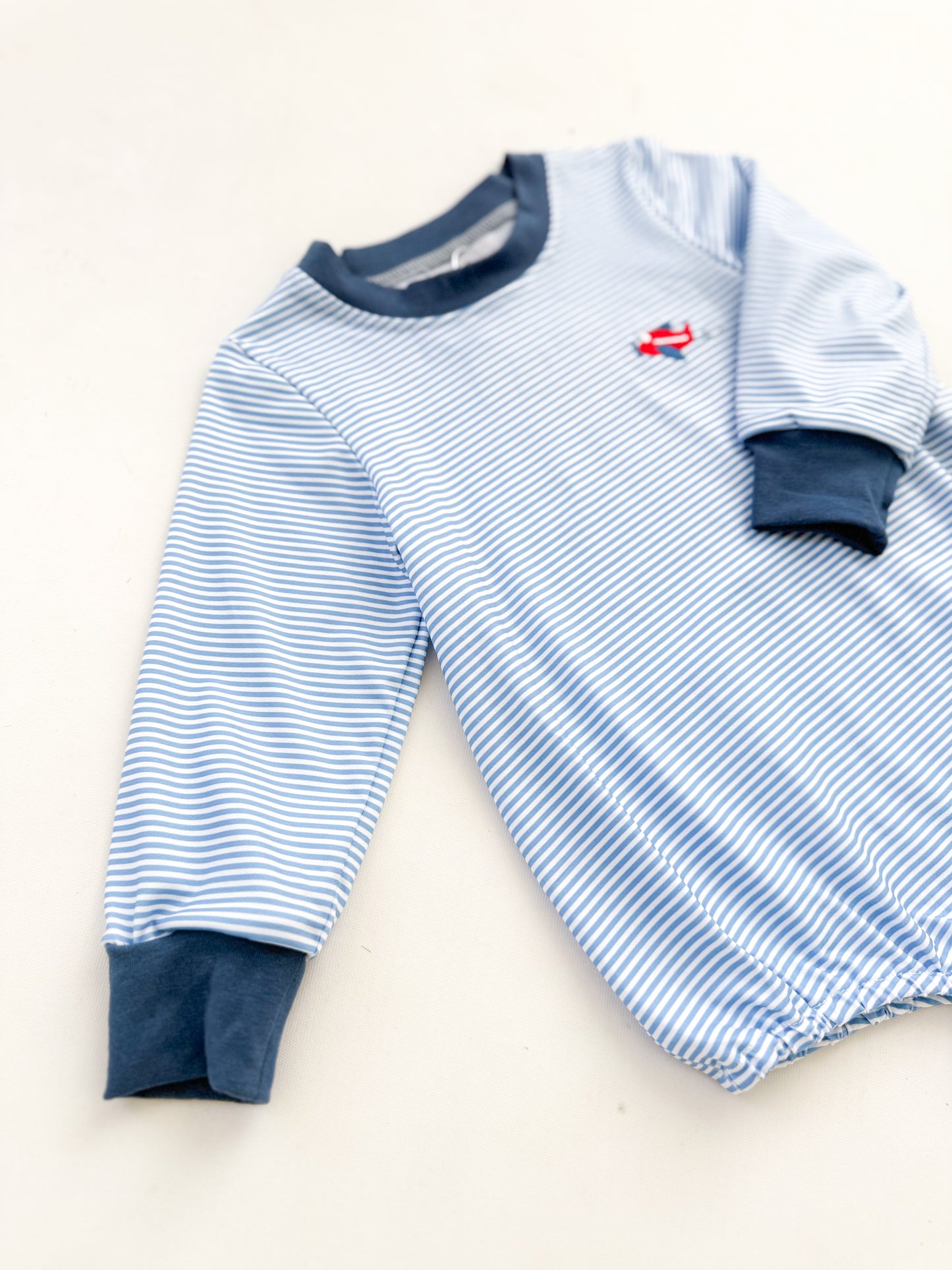 Striped Airplane Long Sleeve Bubble