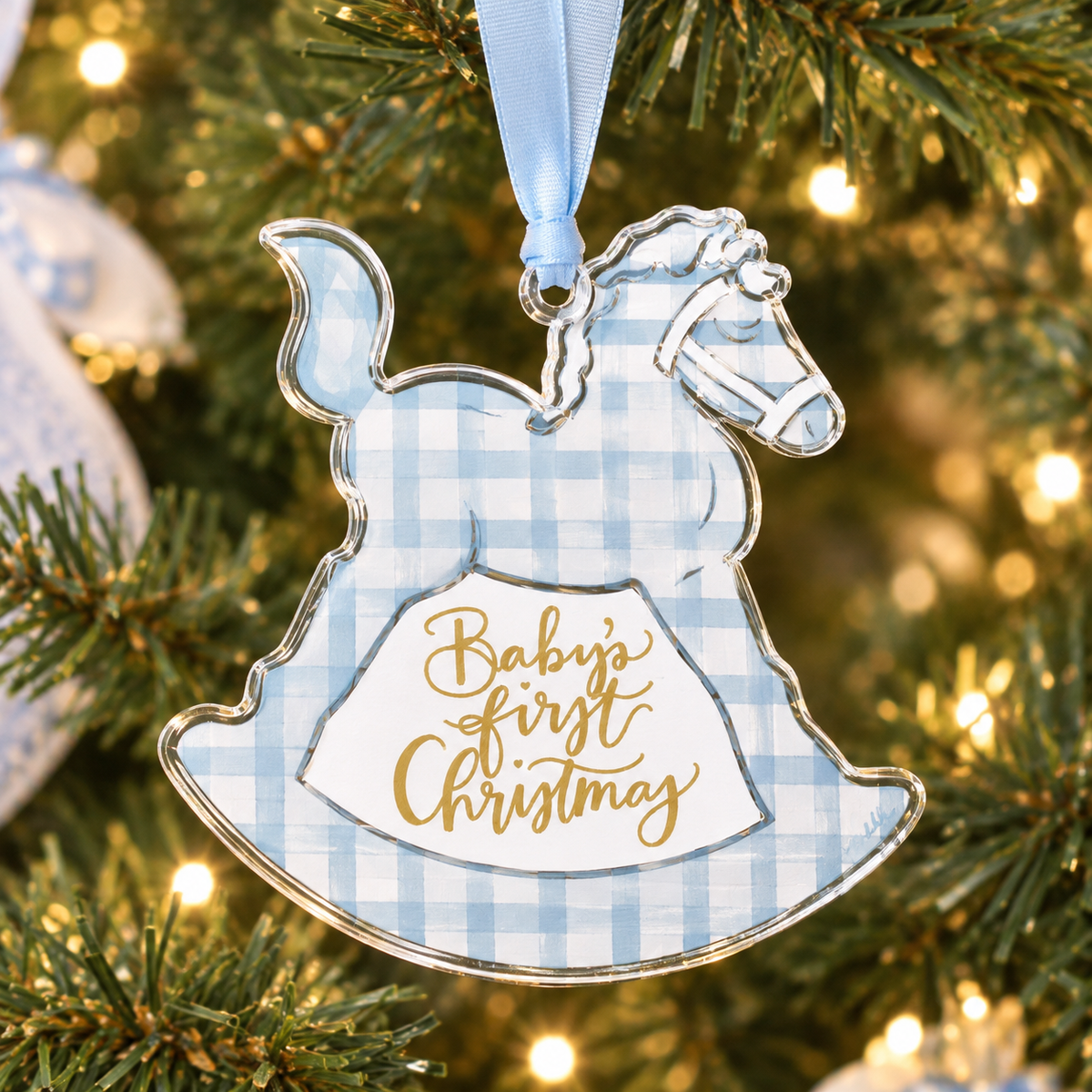 Baby’s First Christmas Acrylic Ornament- Blue
