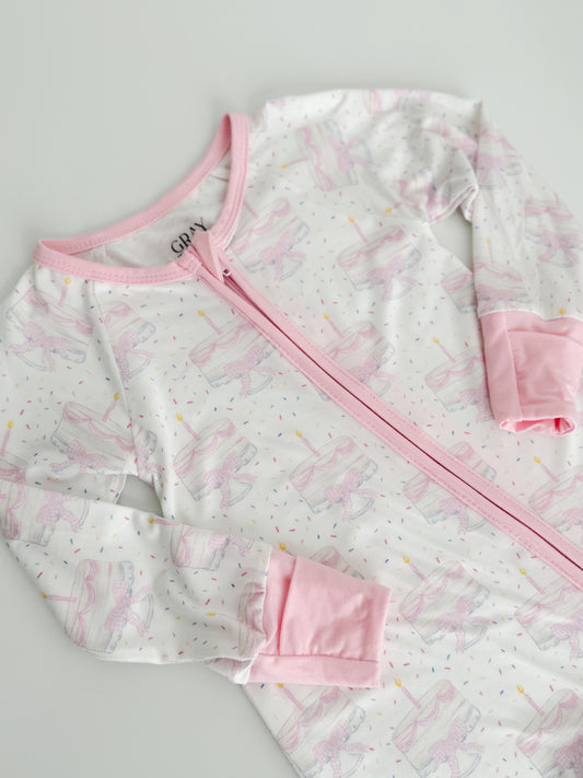 Happy Birthday Bamboo Romper - Pink