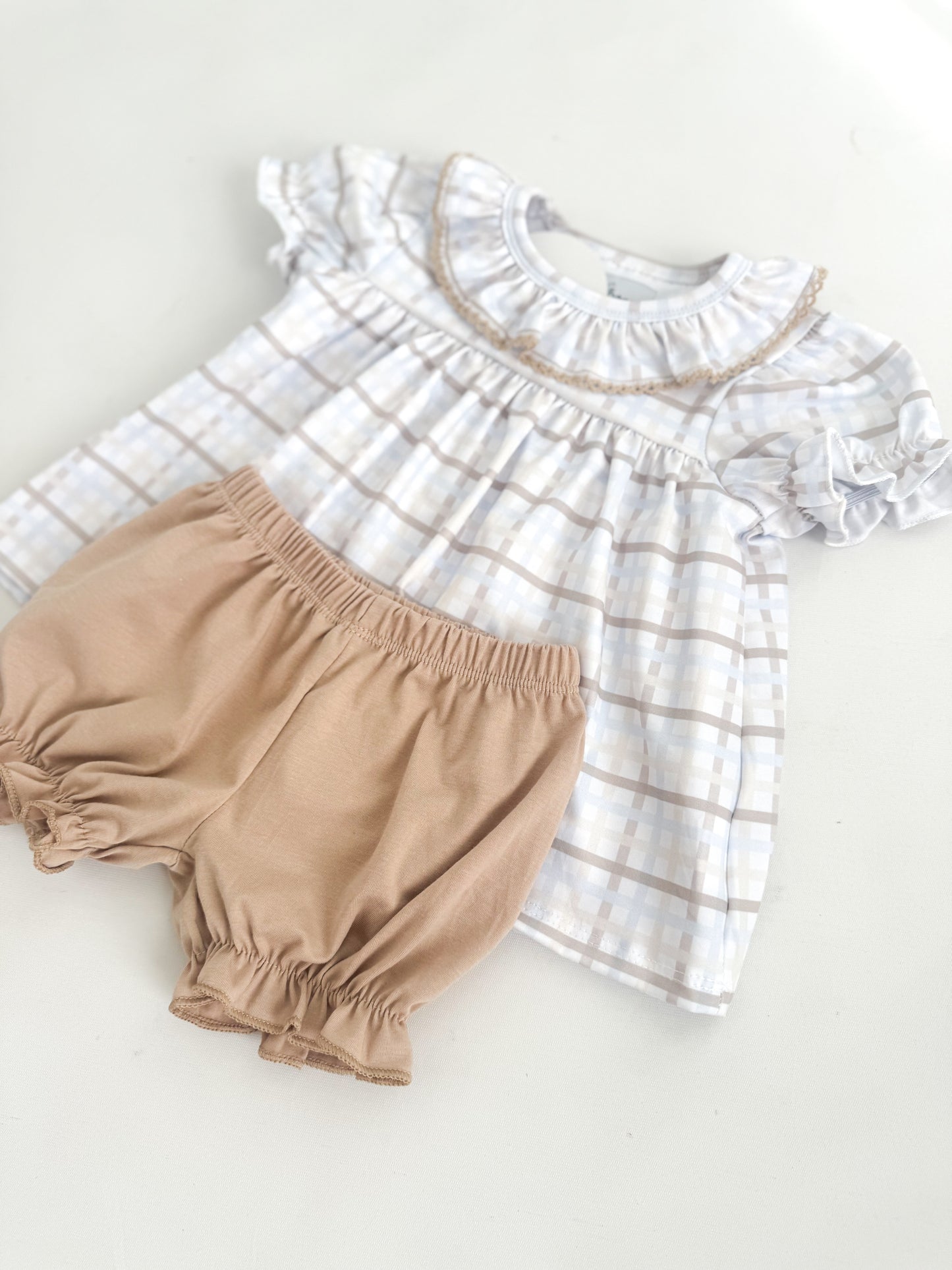 Teddy Plaid Bloomer Short Set
