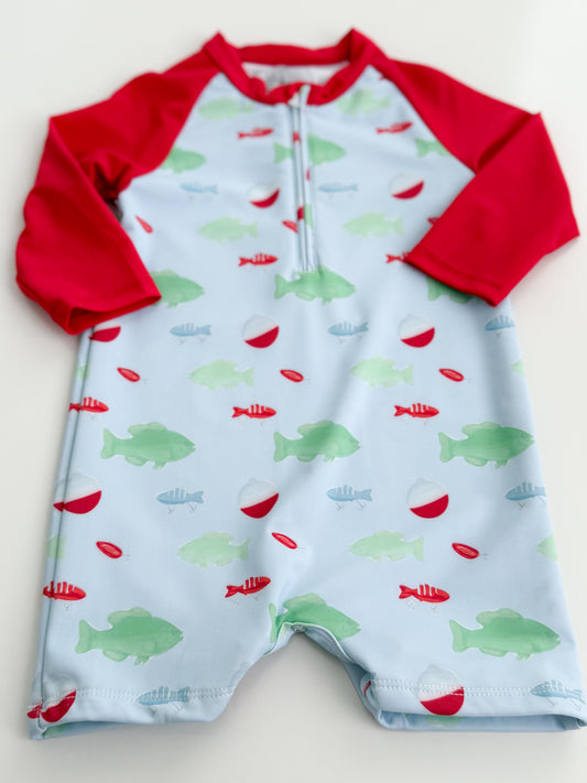 Reeling In Boys One Piece Rashgaurd