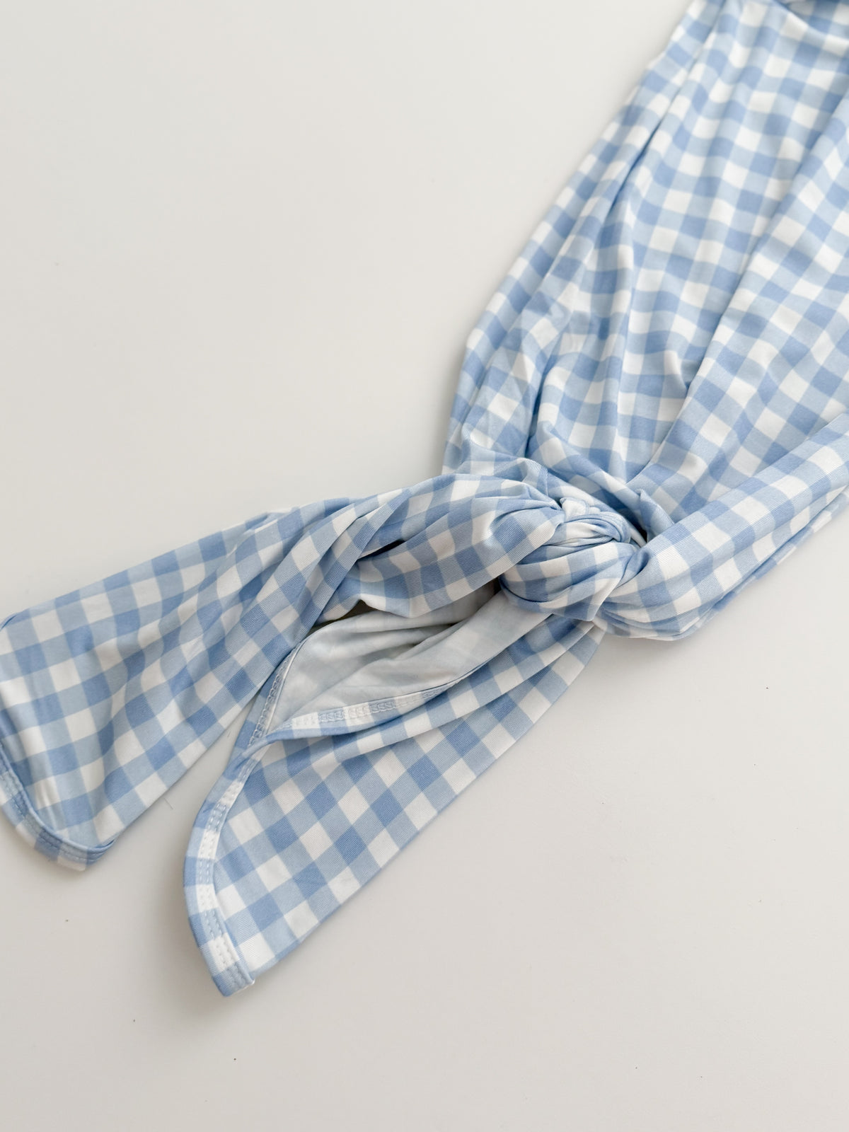 Cloud Blue Gingham Knotted Gown Set