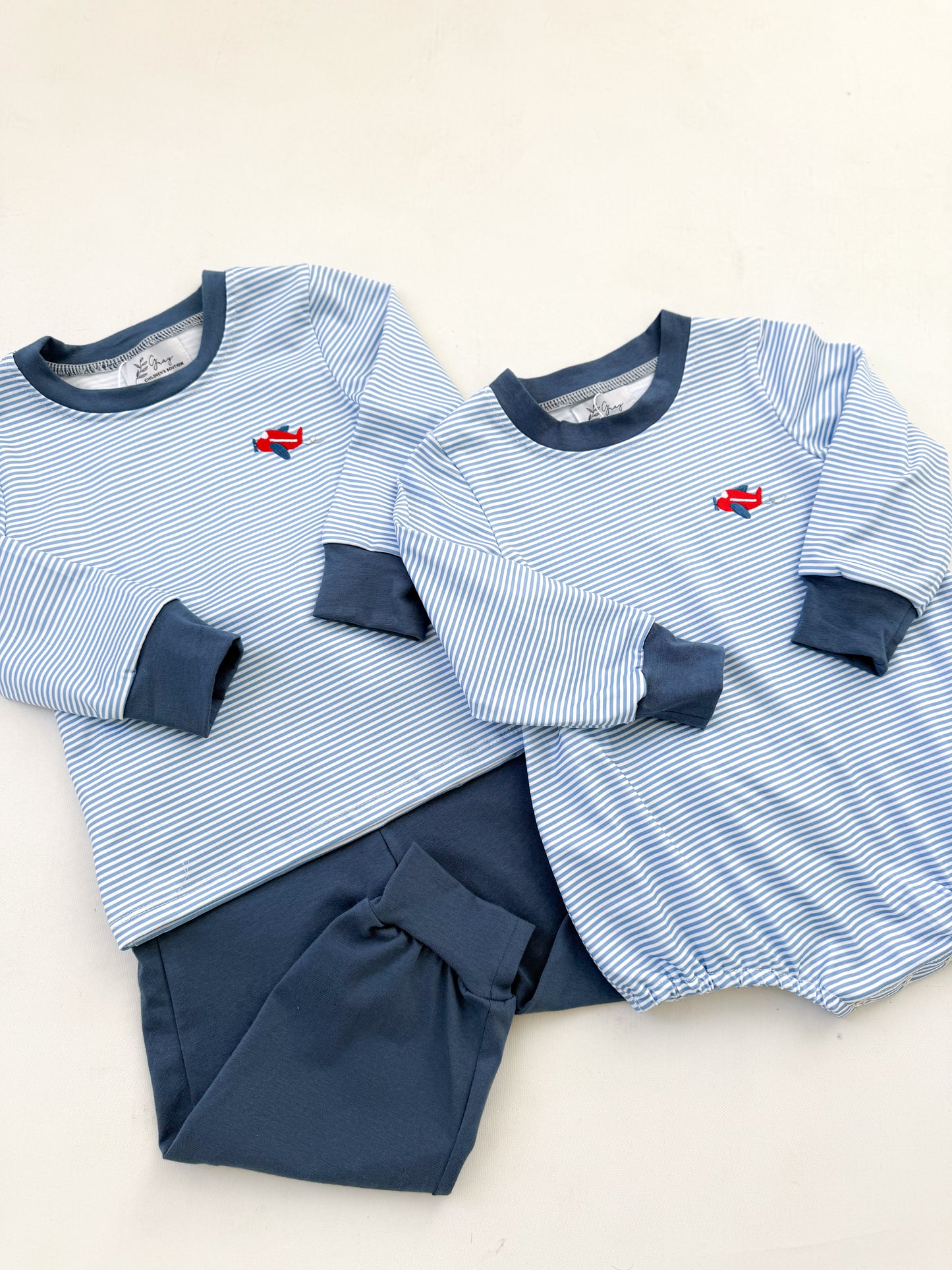 Striped Airplane Jogger Set