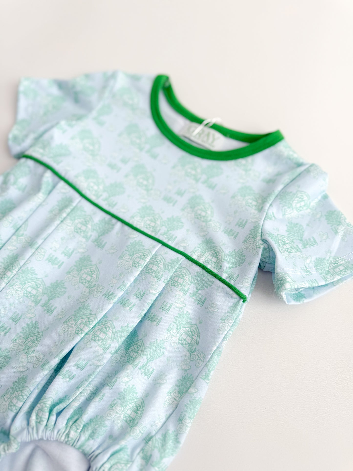 Green Farm Toile Boys Bubble