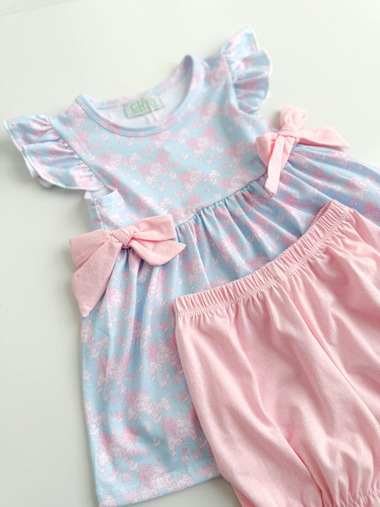 Pink Farm Toile Bloomer Short Set
