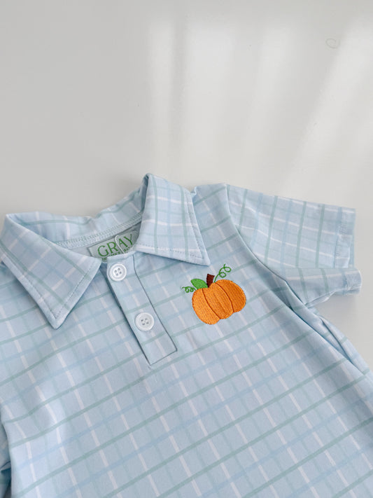 Blue Pumpkin Plaid Polo