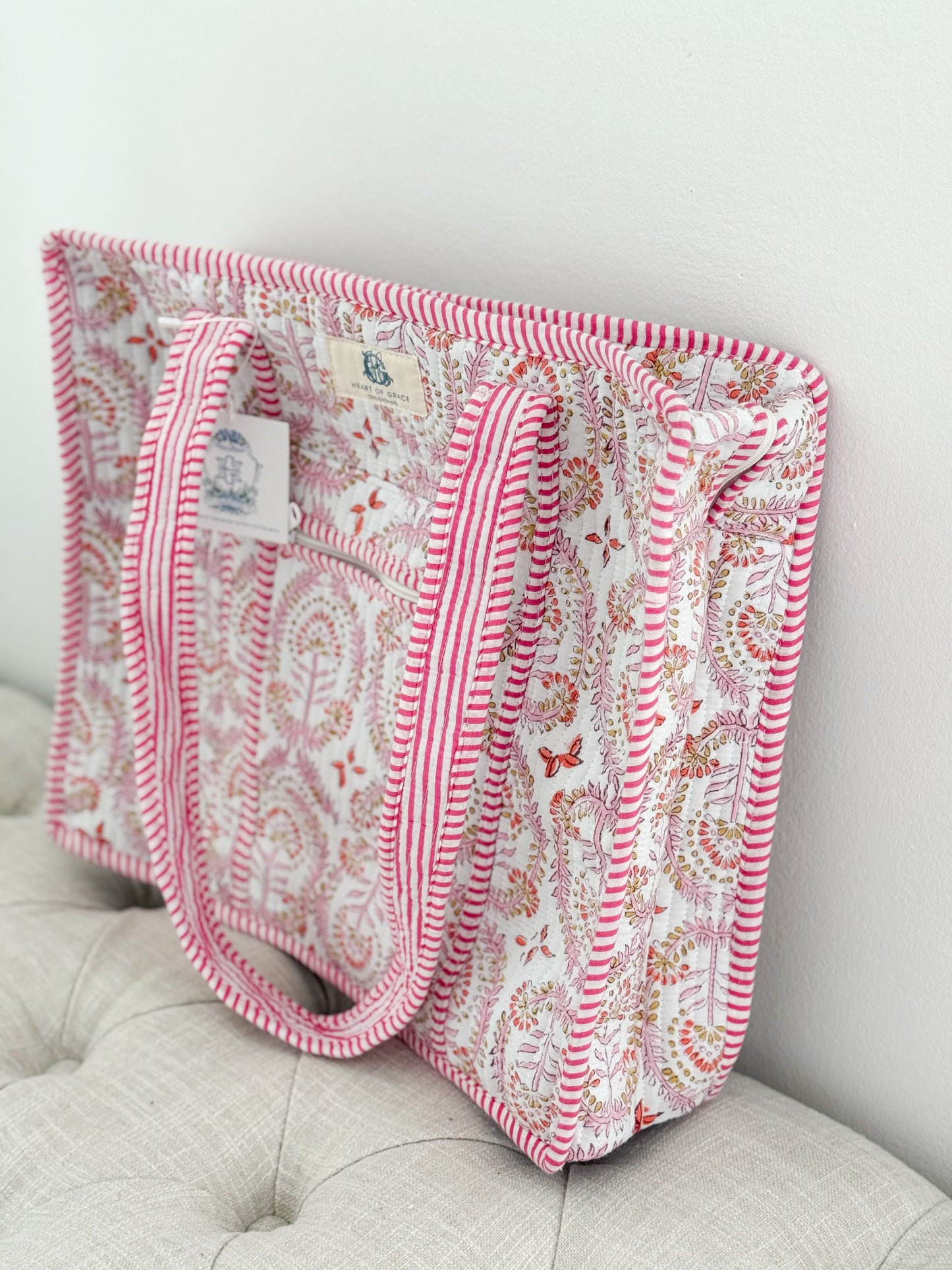 Dahlia | Quilted Zipper Tote Bag