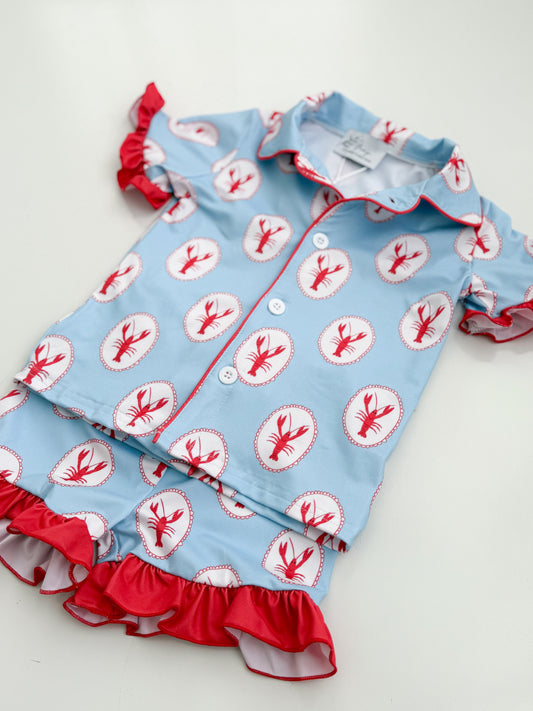 Crawfish Cutie Ruffle Girls Pajama Set