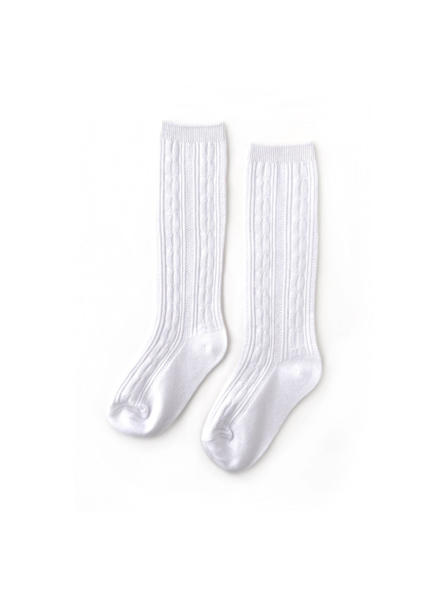 White Cable Knit Knee High Socks