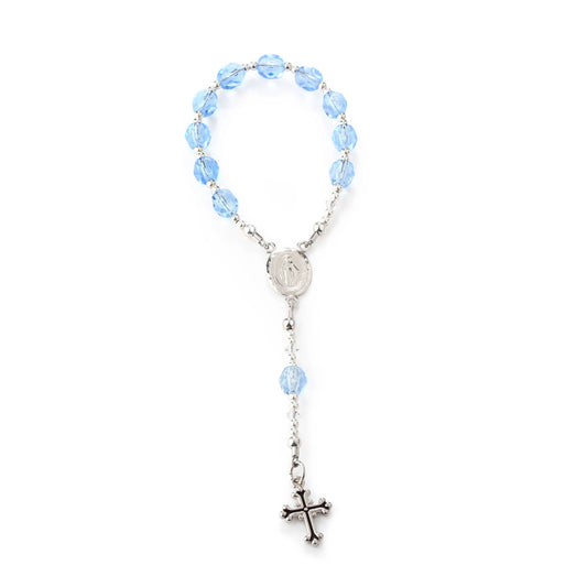 Sterling Silver Baby Rosary - Blue