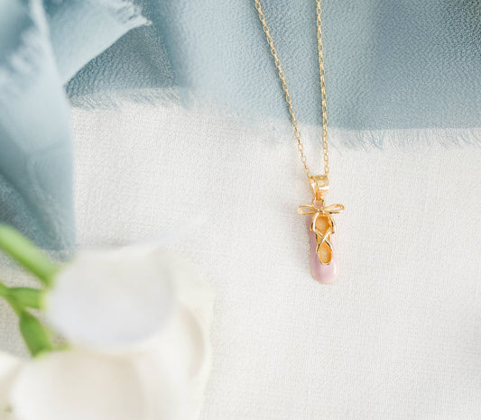 Pink Ballet Slipper Necklace - 14K Gold-Plated