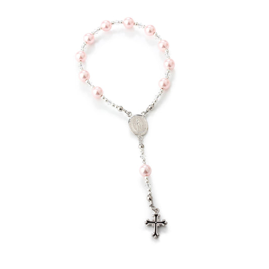 Sterling Silver Baby Rosary - Pink