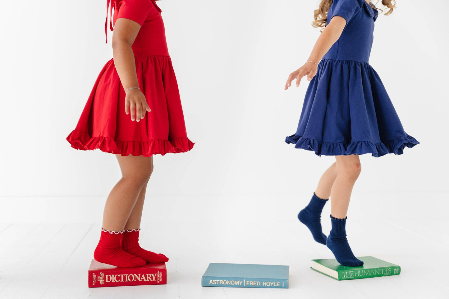 Ribbed Lettuce Trim Midi Socks - Bright Navy