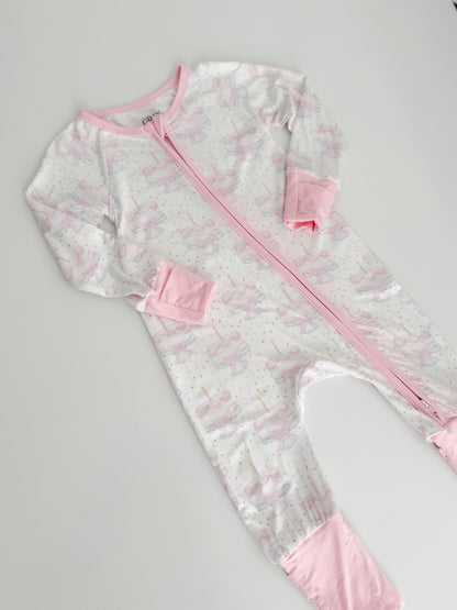 Happy Birthday Bamboo Romper - Pink