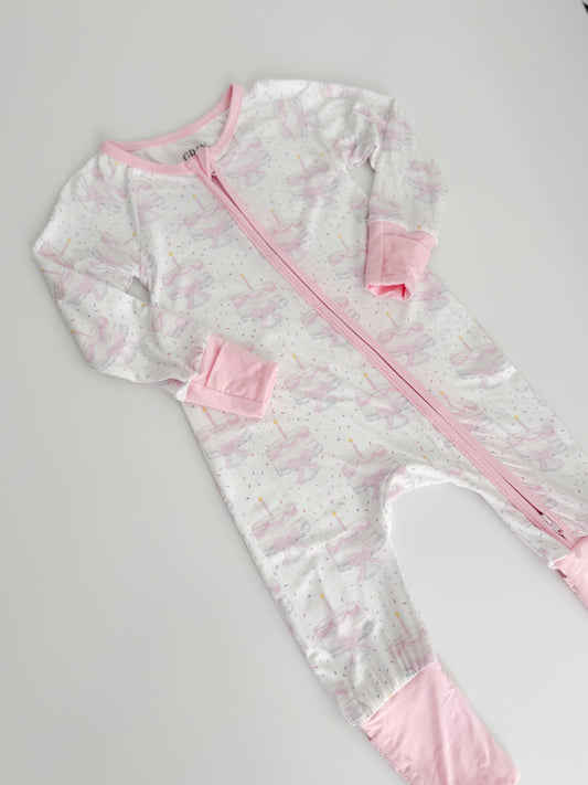 Happy Birthday Bamboo Romper - Pink