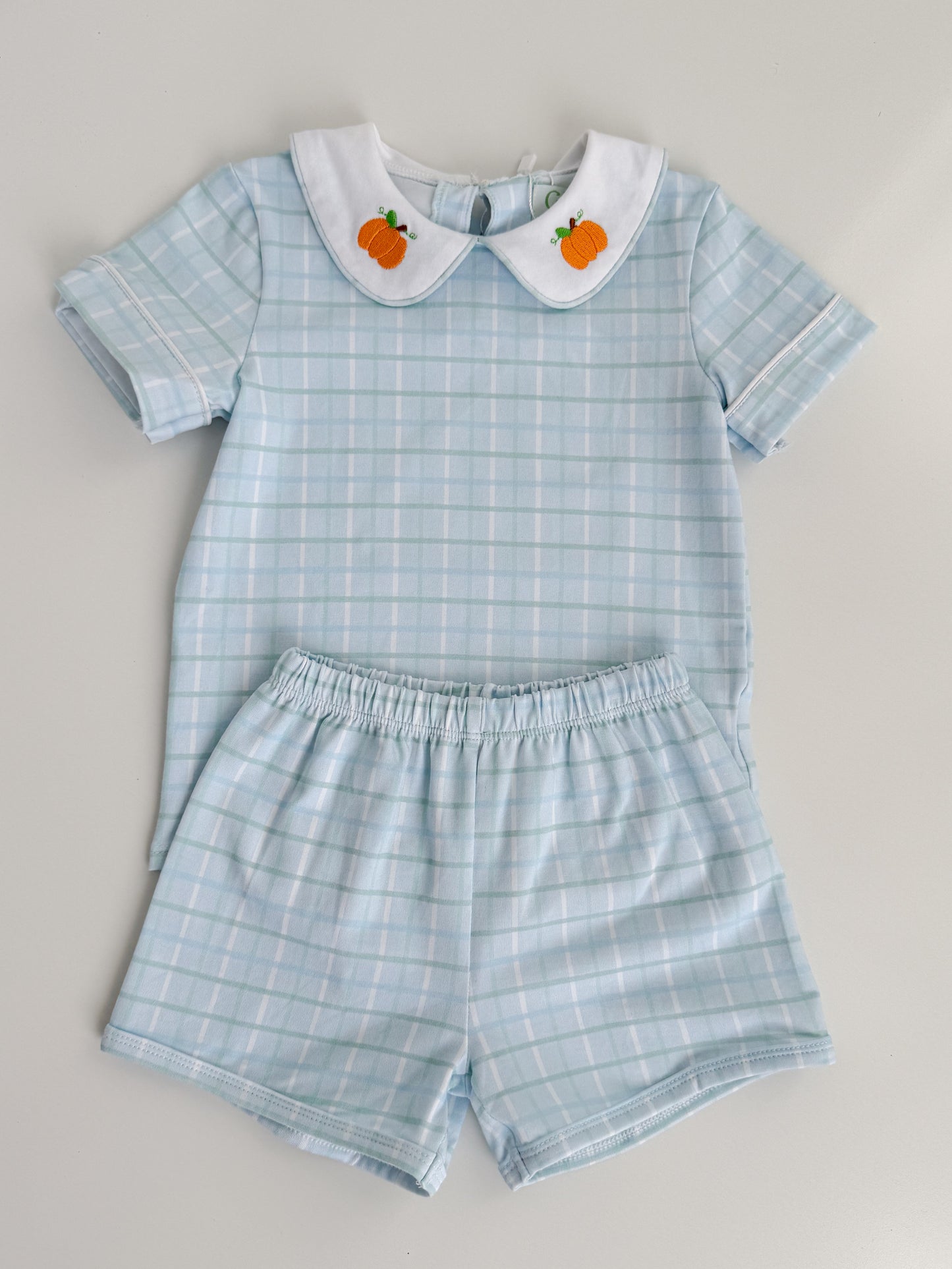 Blue Pumpkin Plaid Shortie Set