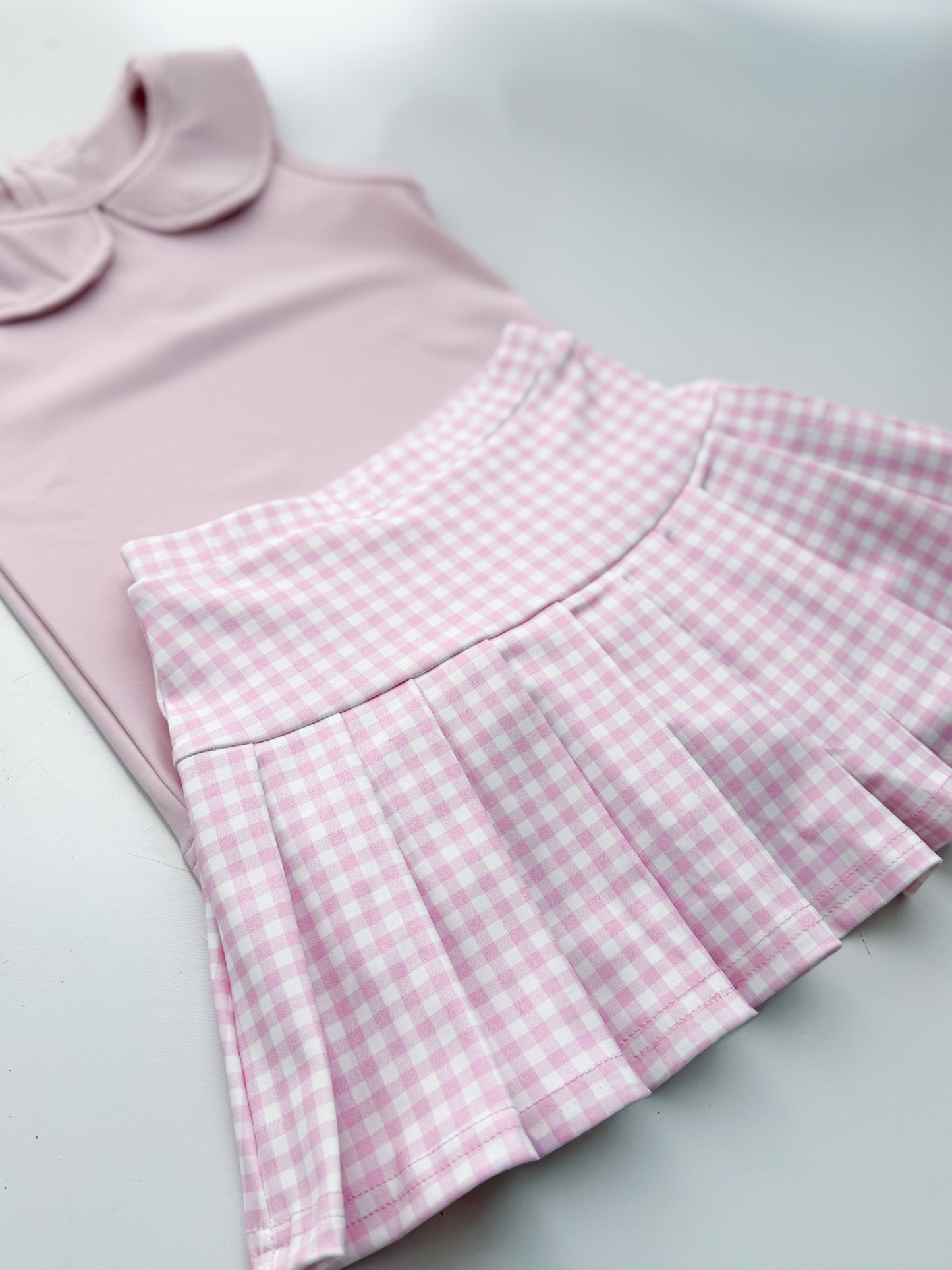 Pink Gingham Yoga Skort Set