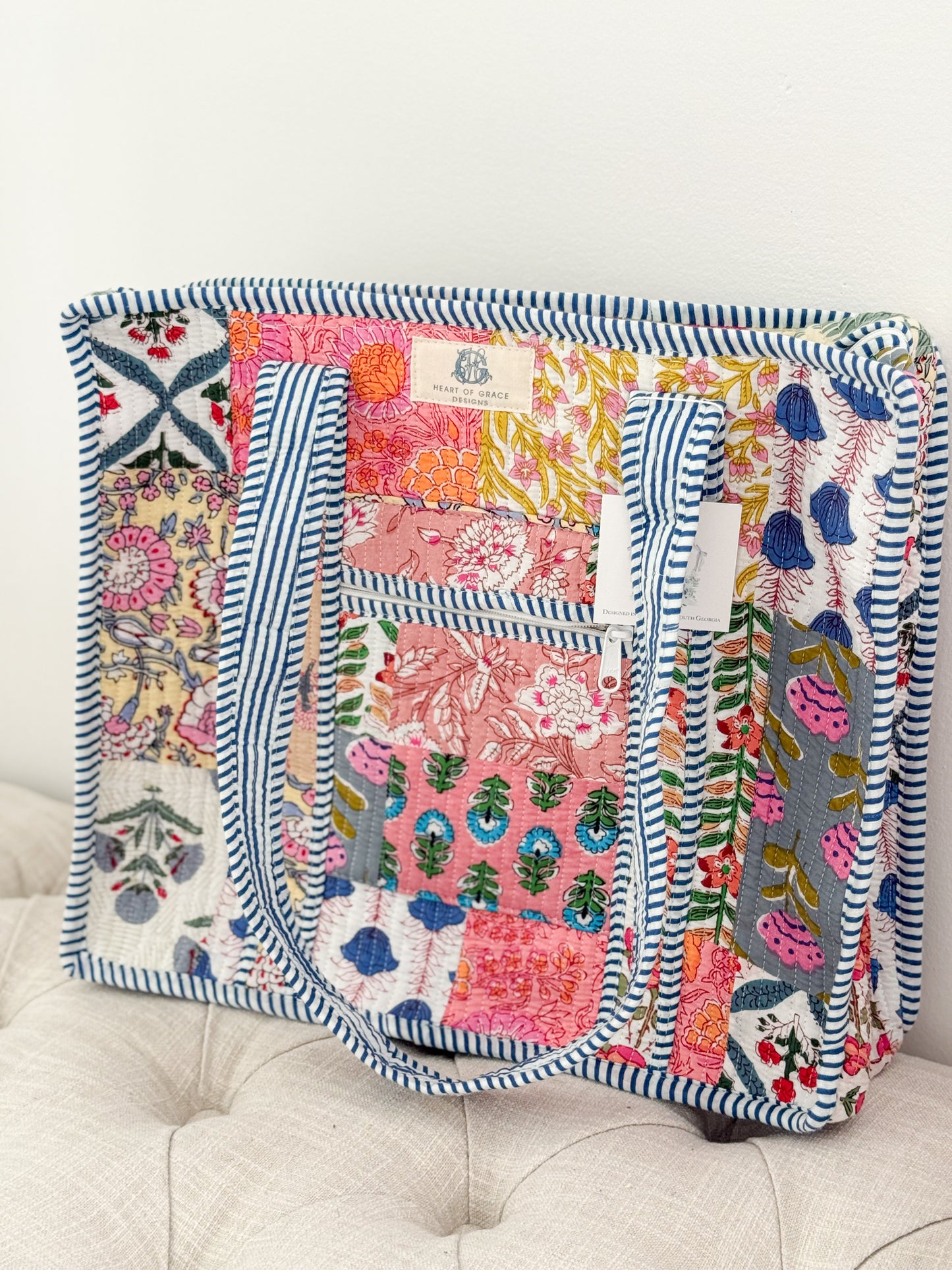Wildflower Patch | Quilted Zipper Tote Bag