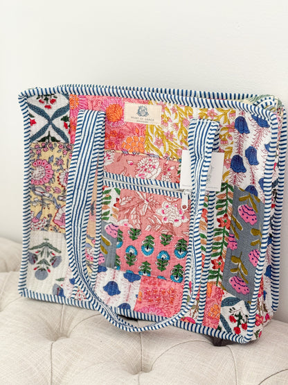 Wildflower Patch | Quilted Zipper Tote Bag
