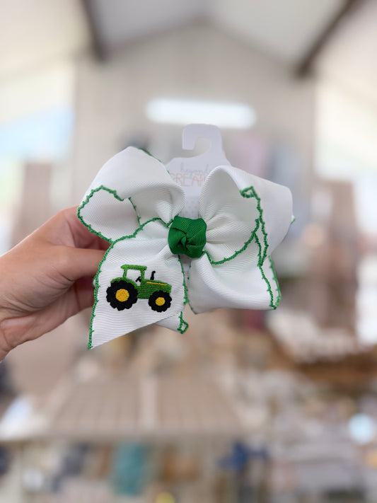 Embroidered Tractor Bow
