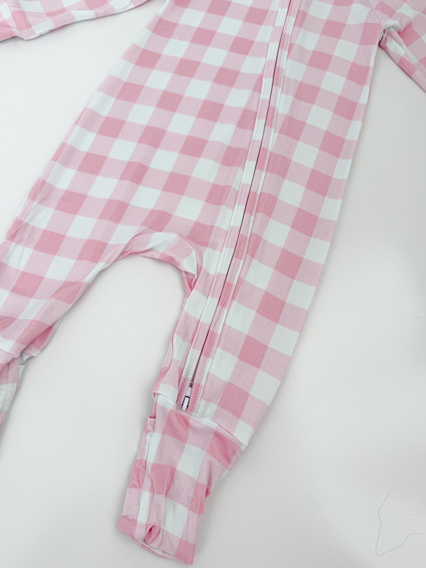 Petal Pink Gingham Bamboo Zippy
