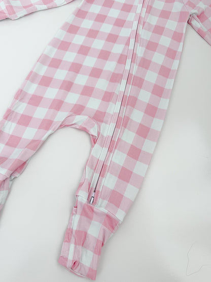 Petal Pink Gingham Bamboo Zippy
