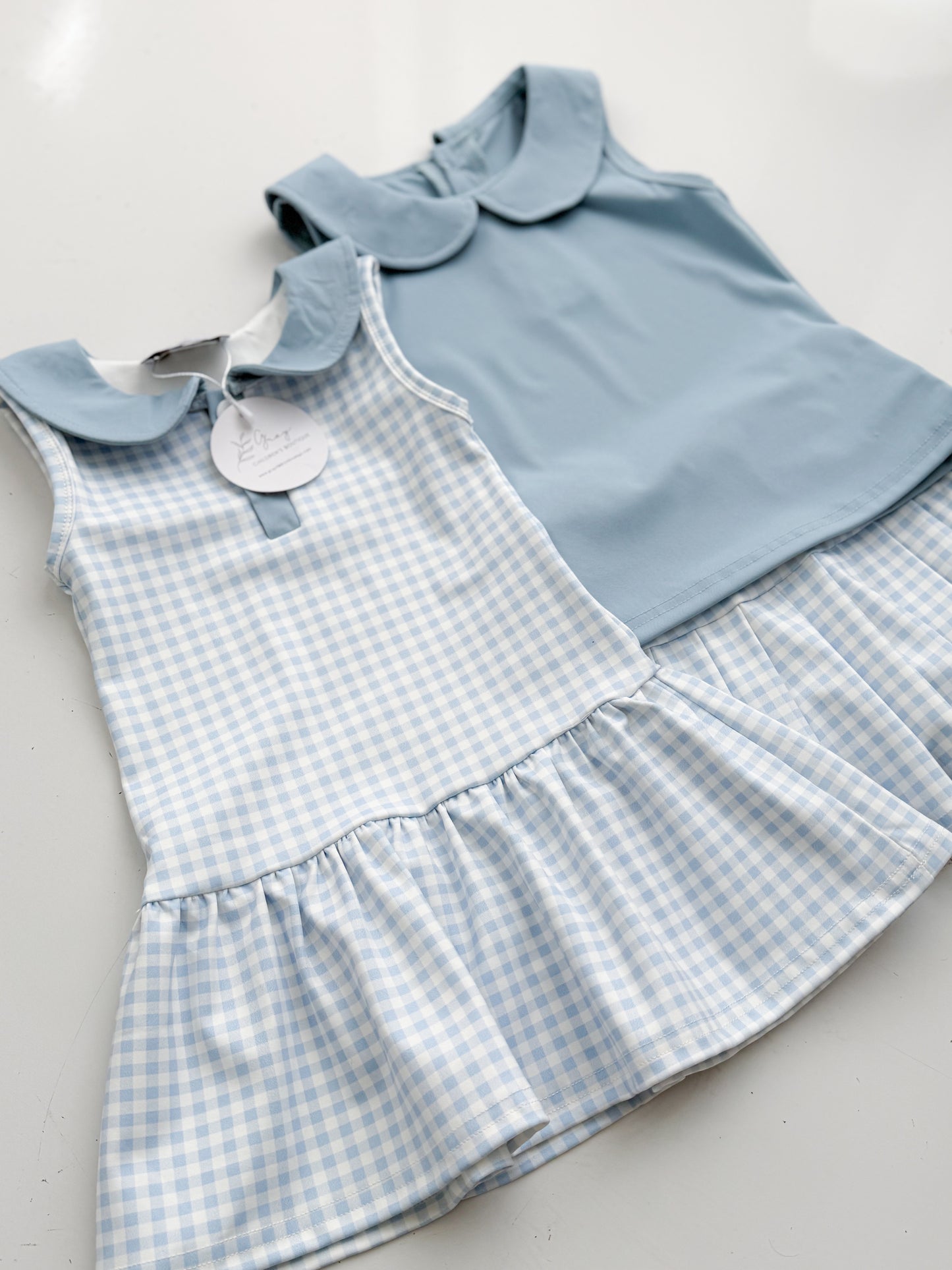 Blue Gingham Yoga Dress
