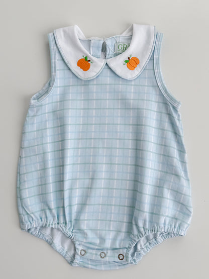 Blue Pumpkin Plaid Bubble