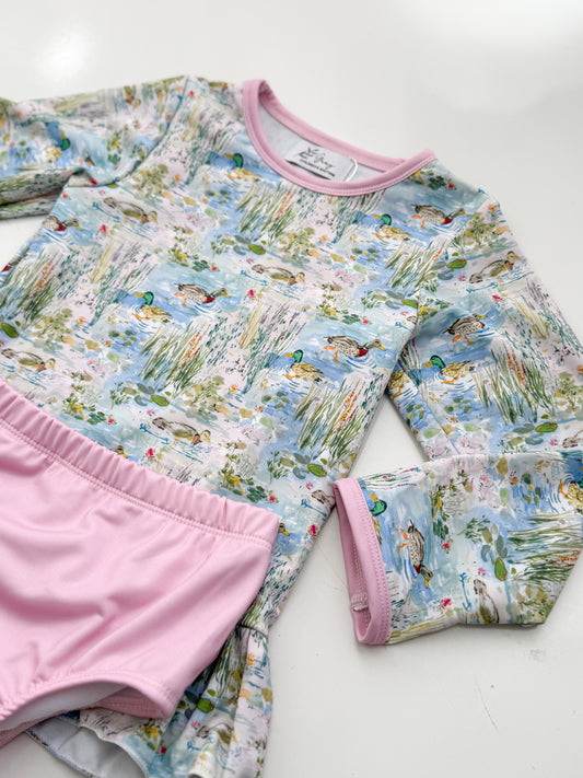 Sitting Duck Girls Rashguard Swim Set