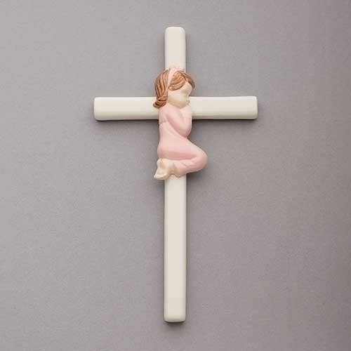 Praying Girl in Pink Wall Cross
