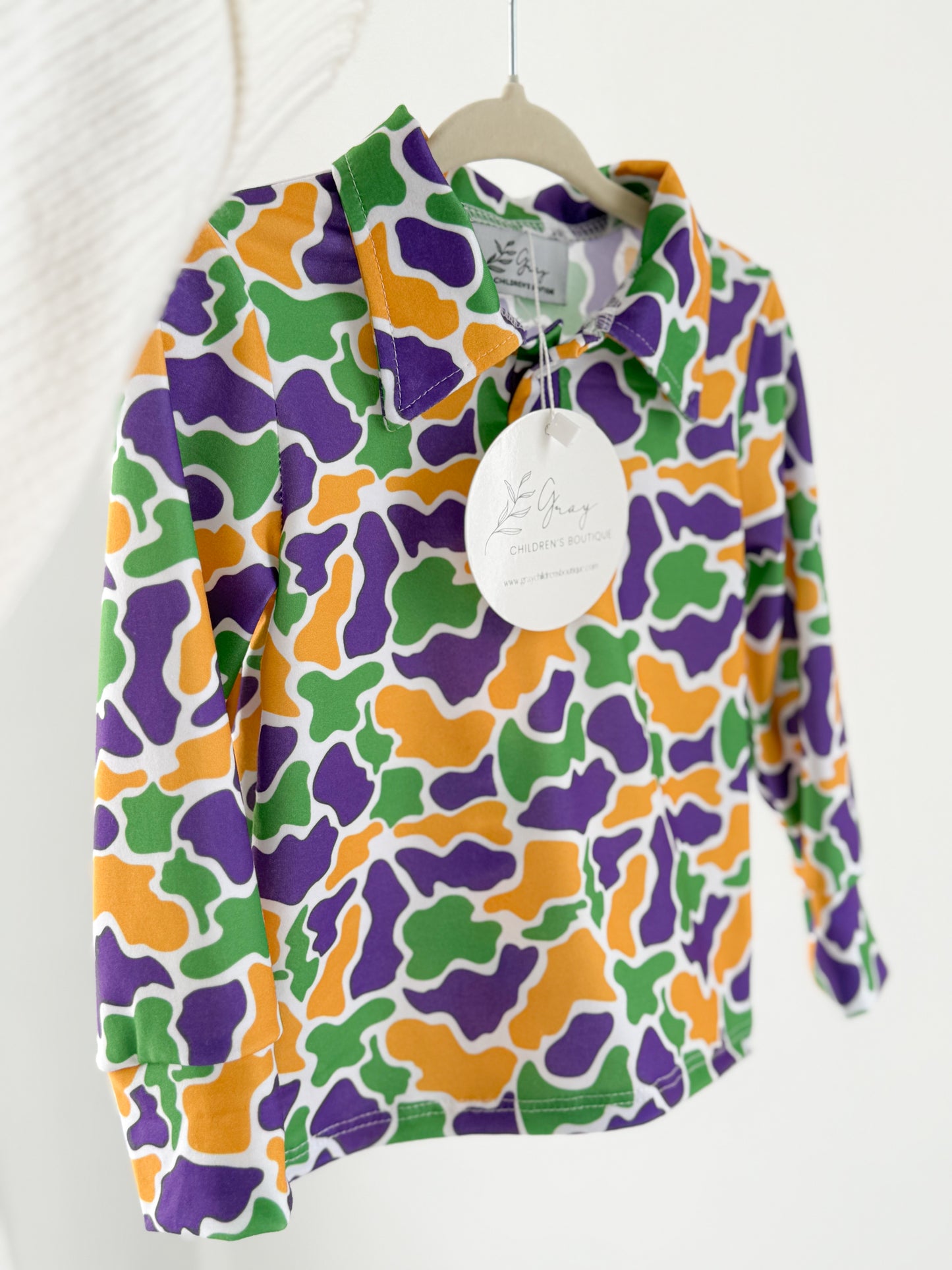 Mardi Gras Camo Polo