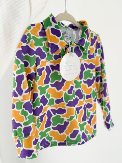 Mardi Gras Camo Polo