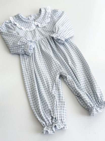 Saige Plaid Ruffle Long Romper