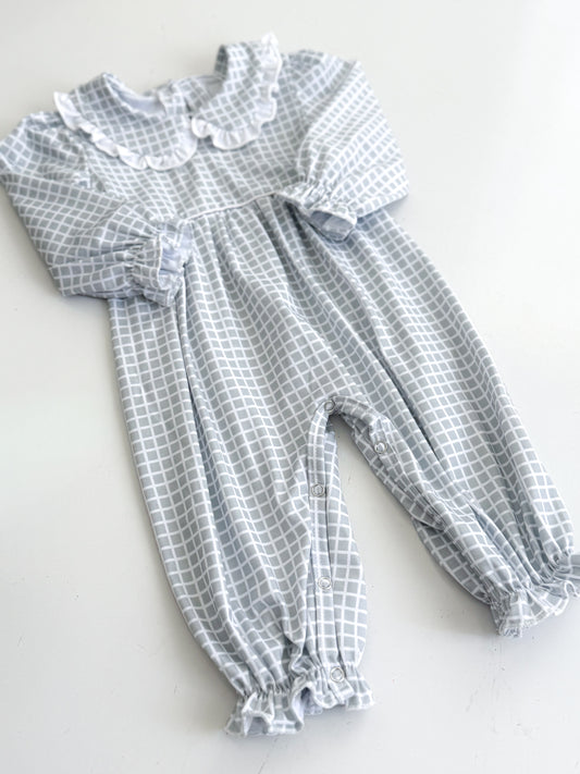 Saige Plaid Ruffle Long Romper