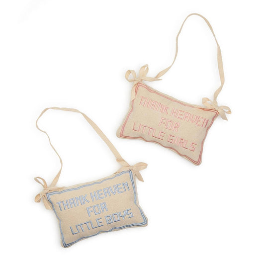 Thank Heaven Embroidered Pillow Door Hanger Asst 2 Colors