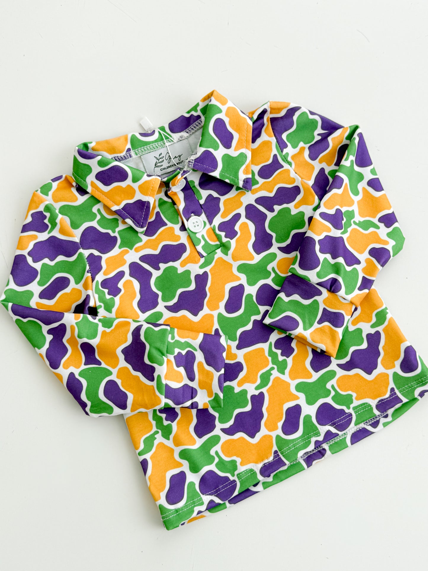 Mardi Gras Camo Polo