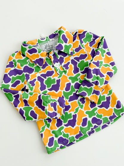 Mardi Gras Camo Polo