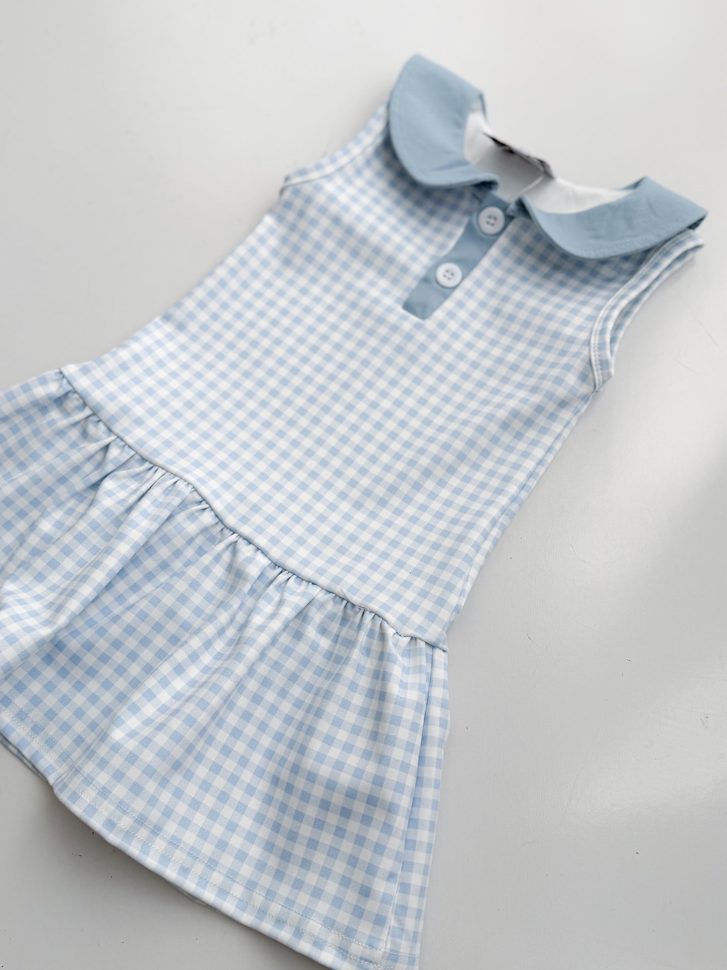 Blue Gingham Yoga Dress