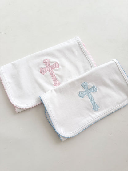 Embroidered Cross Burp Cloth