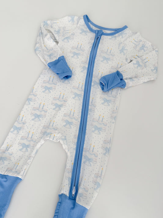 Happy Birthday Bamboo Romper - Blue